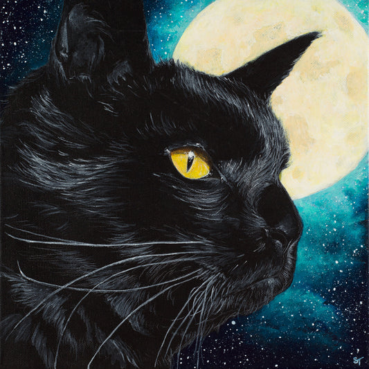 Black Cat Greeting Card - Fine Art Note Card