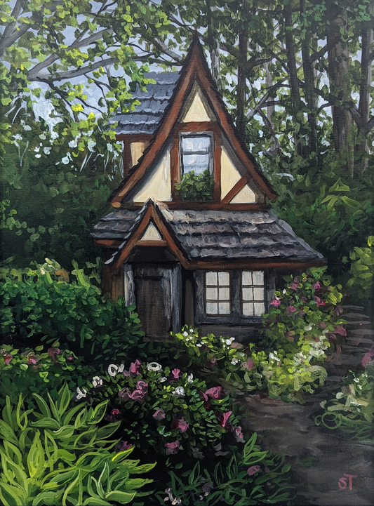 Cottagecore- Original Acrylic Painting on Canvas (FRAMED)