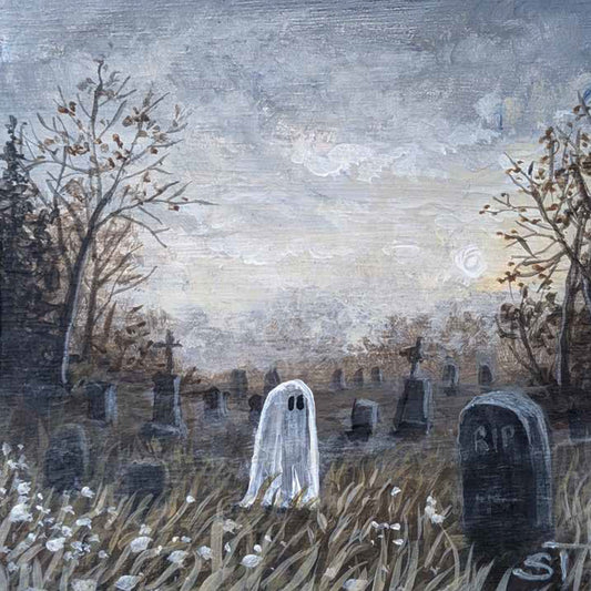 Ghost 1 - Misty Cemetery - Fine Art Note Card
