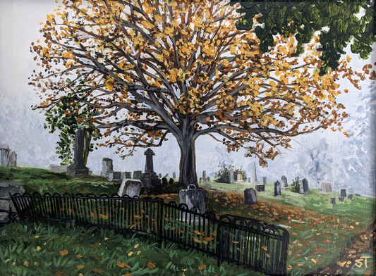 Lakeview (Cemetery)- Original Acrylic Painting on Wood Panel (FRAMED)