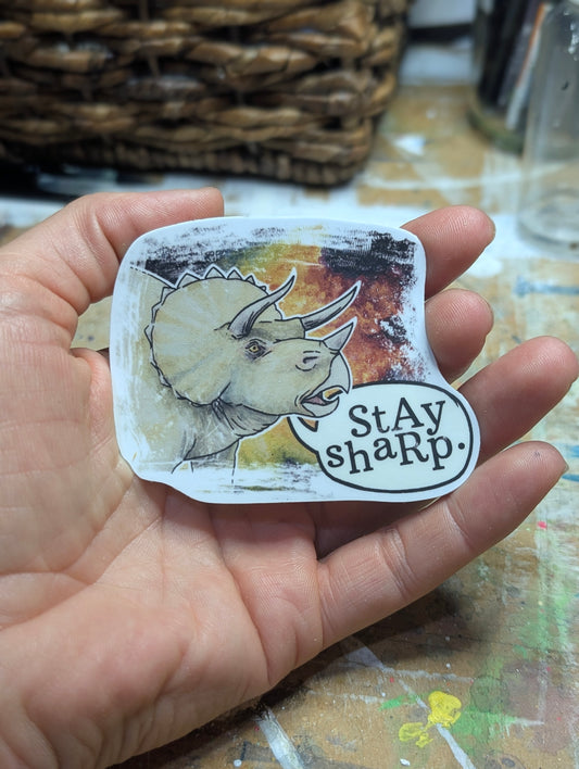 Triceratops Stay Sharp Sticker – Vinyl Decal