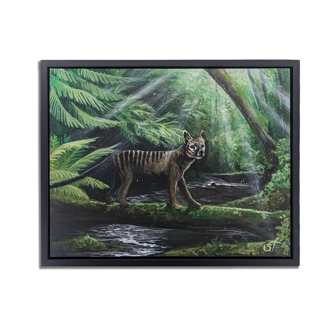 Thylacine - Original Acrylic Painting on Wood Panel (FRAMED)