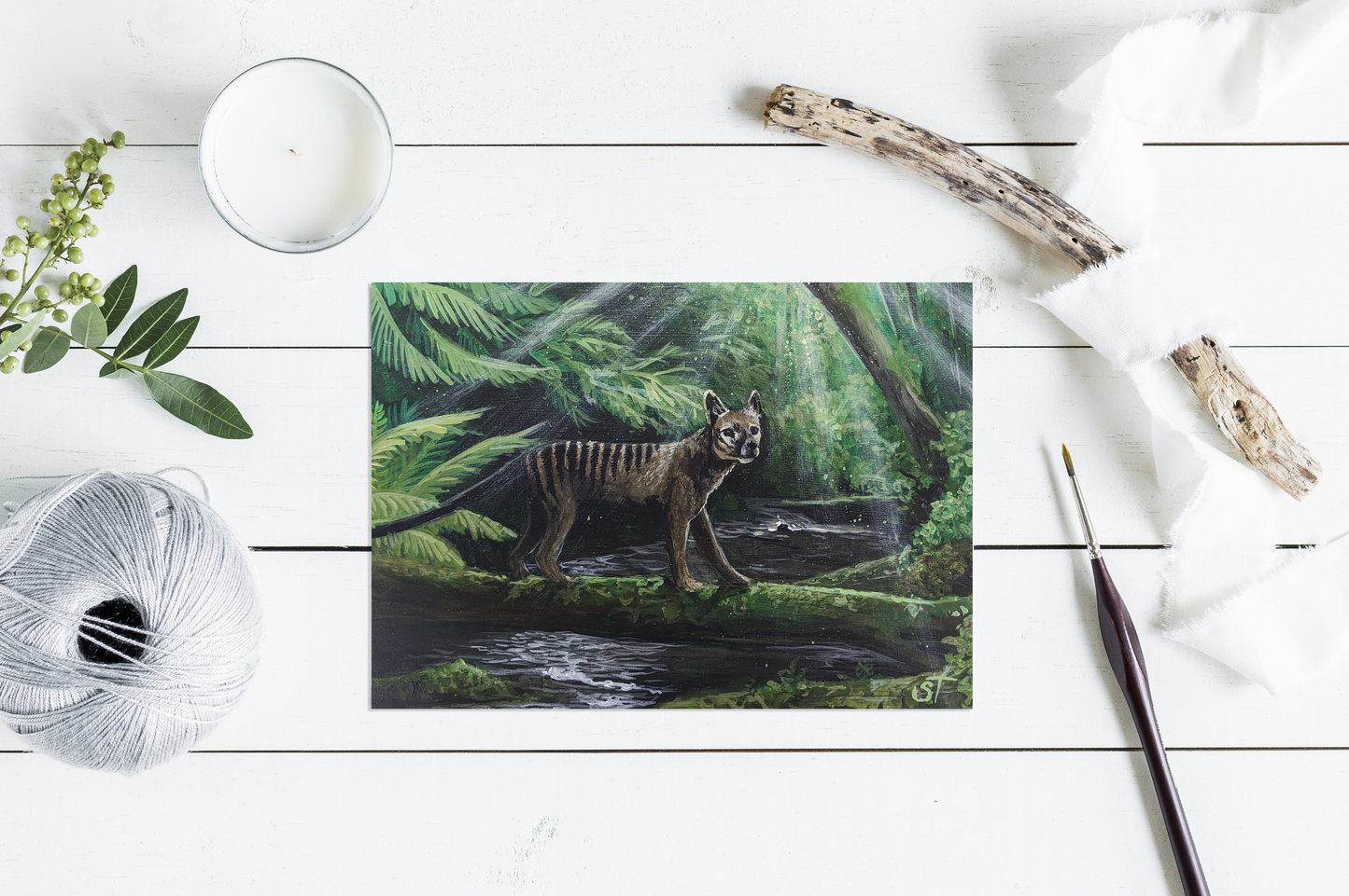 Thylacine Greeting Card - Fine Art Note Card
