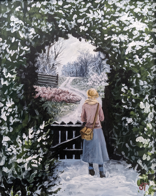 Winter Gate - Original Acrylic Painting on Canvas (FRAMED)