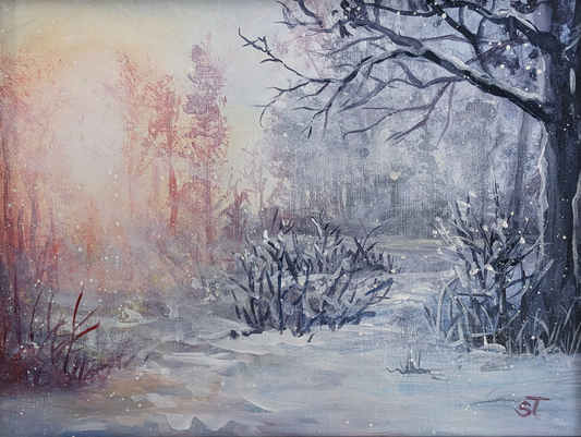 Winter Wonderland - Original Acrylic Painting on Wood Panel (FRAMED)