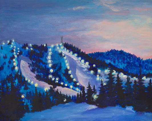 Bogus Basin Night Skiing Art Print - Non-Archival Fine Art Prints - Wall Art