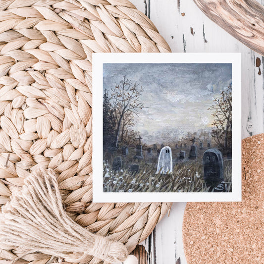 Ghost 1 - Misty Cemetery - Fine Art Note Card