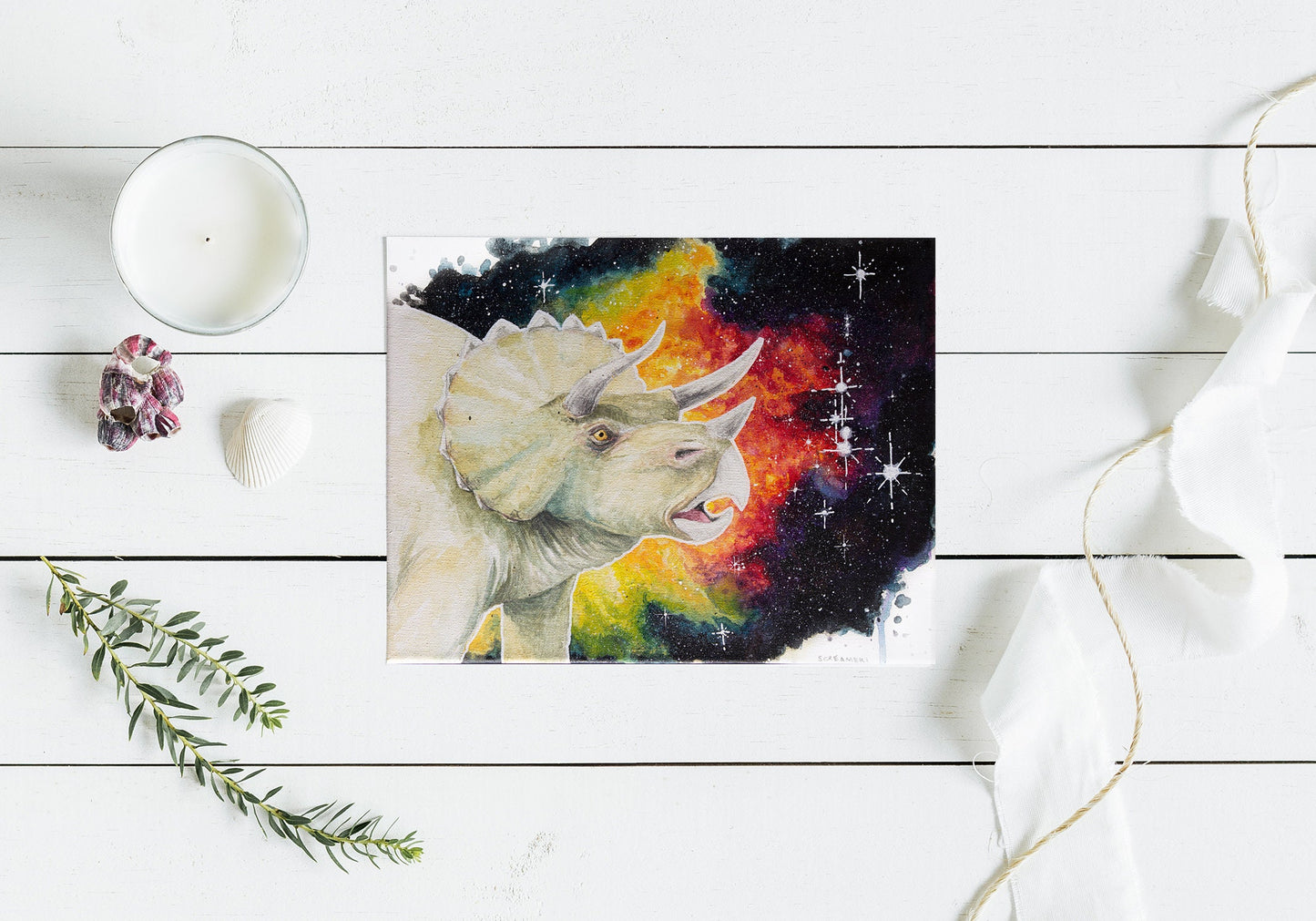 Triceratops Greeting Card - Fine Art Note Card