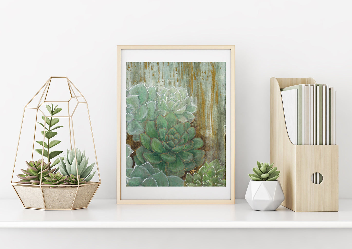 Succulents & Frost Art Print - Non-Archival Fine Art Prints - Wall Art