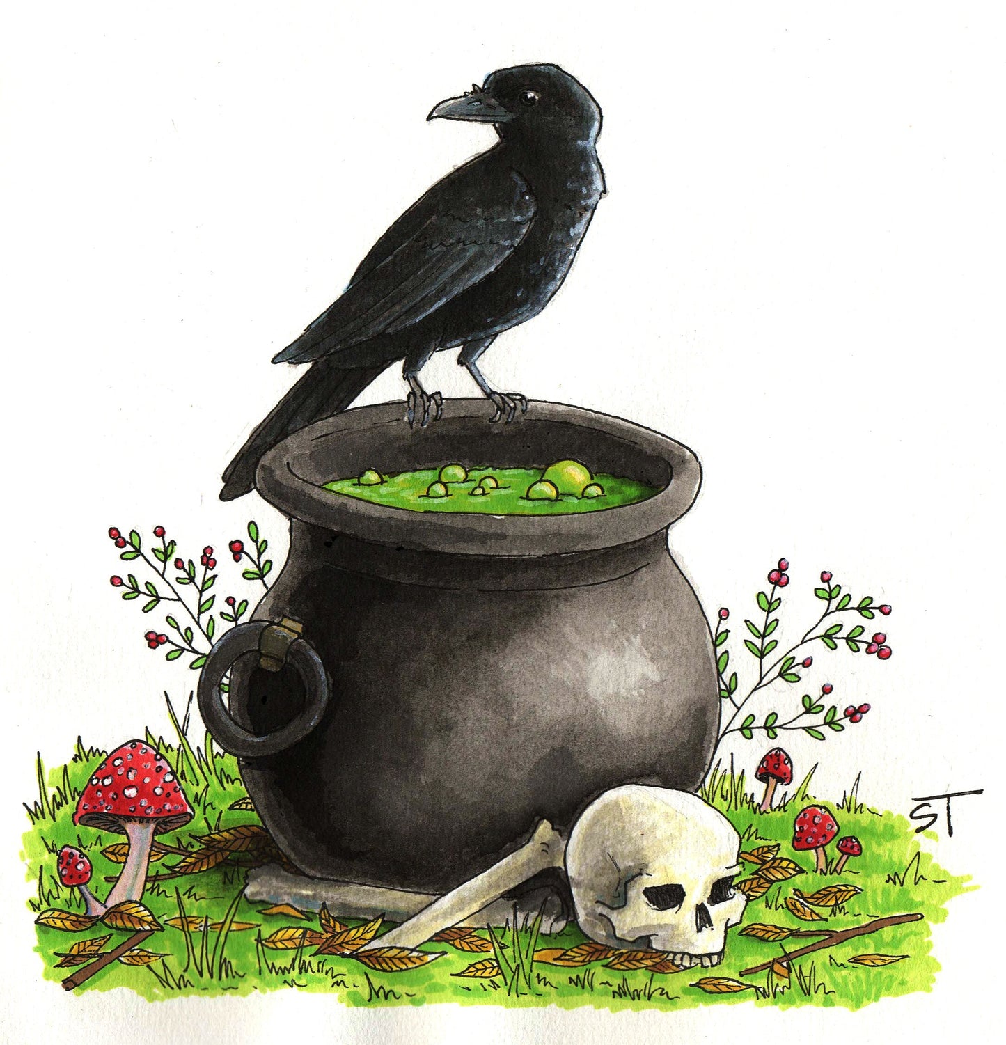 The Raven & The Cauldron Greeting Card - Fine Art Note Card