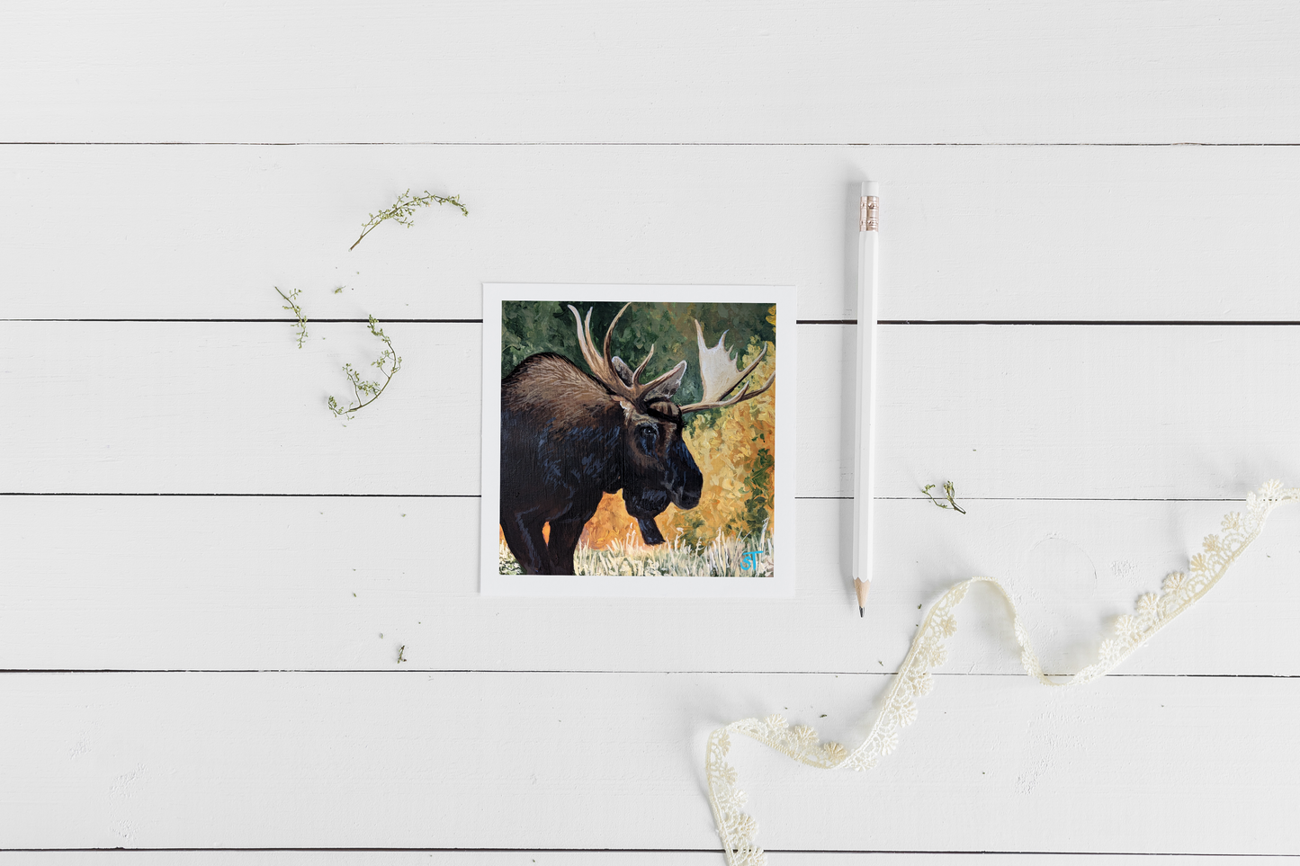 Bull Moose Greeting Card - Fine Art Note Card