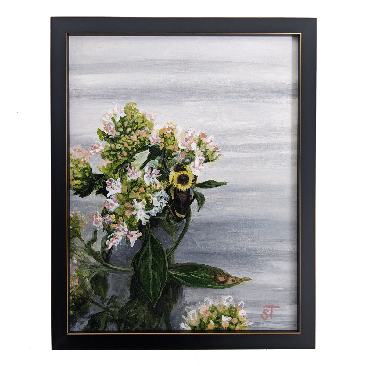 Humble Bumble- Original Acrylic Painting on Wood Panel (FRAMED)