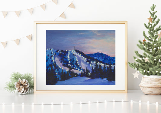 Bogus Basin Night Skiing Art Print - Non-Archival Fine Art Prints - Wall Art