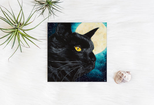 Black Cat Greeting Card - Non-Archival Fine Art Print - Note Card