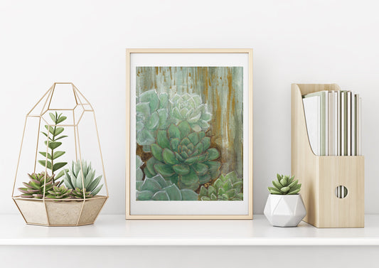Succulents & Frost Art Print - Non-Archival Fine Art Prints - Wall Art