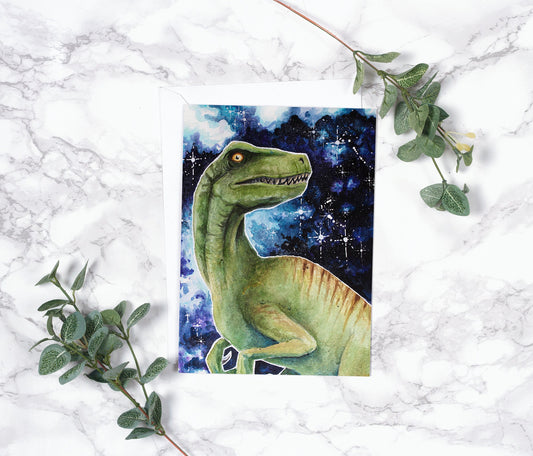 Velociraptor Greeting Card- Non-Archival Fine Art Prints - Note Card (5x7)