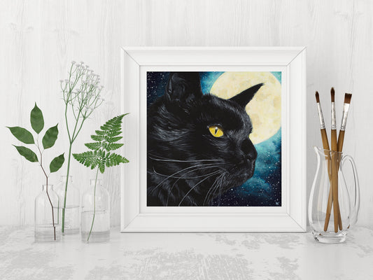 Black Cat Art Print - Non-Archival Fine Art Prints - Wall Art